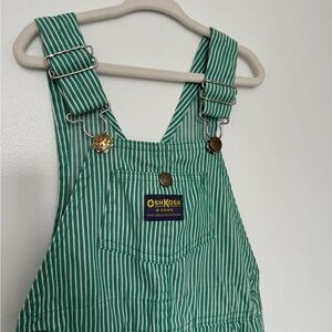 OshKosh B'gosh Green and White Pinstripe Kids Overalls